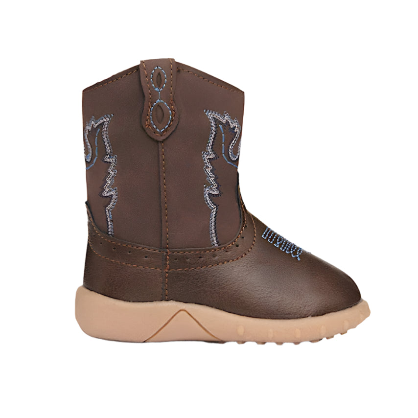 Baxter Infant Western Baby Booties - Dark Brown