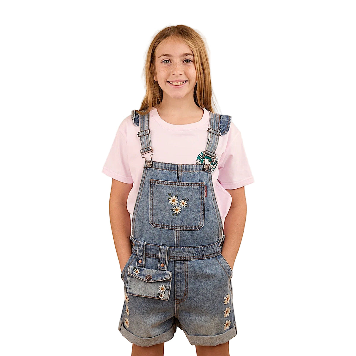 Ringers Western Kid’s Bessie Denim Short Overall - Light Wash Blue