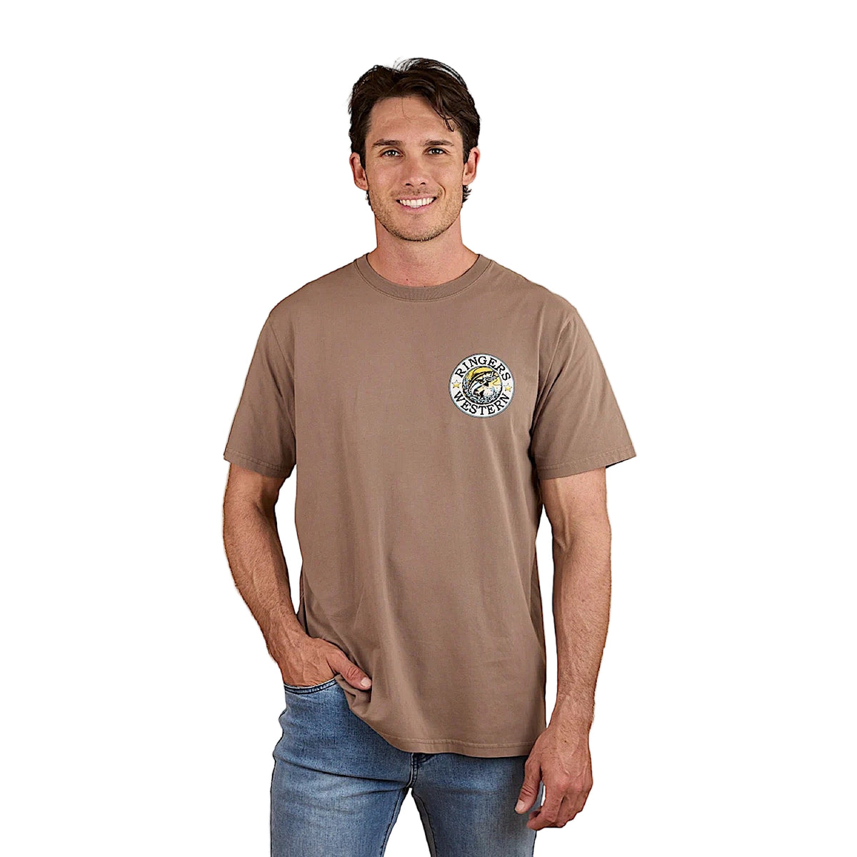 Ringers Western Men’s Big Catch Loose Fit T-Shirt - Mushroom