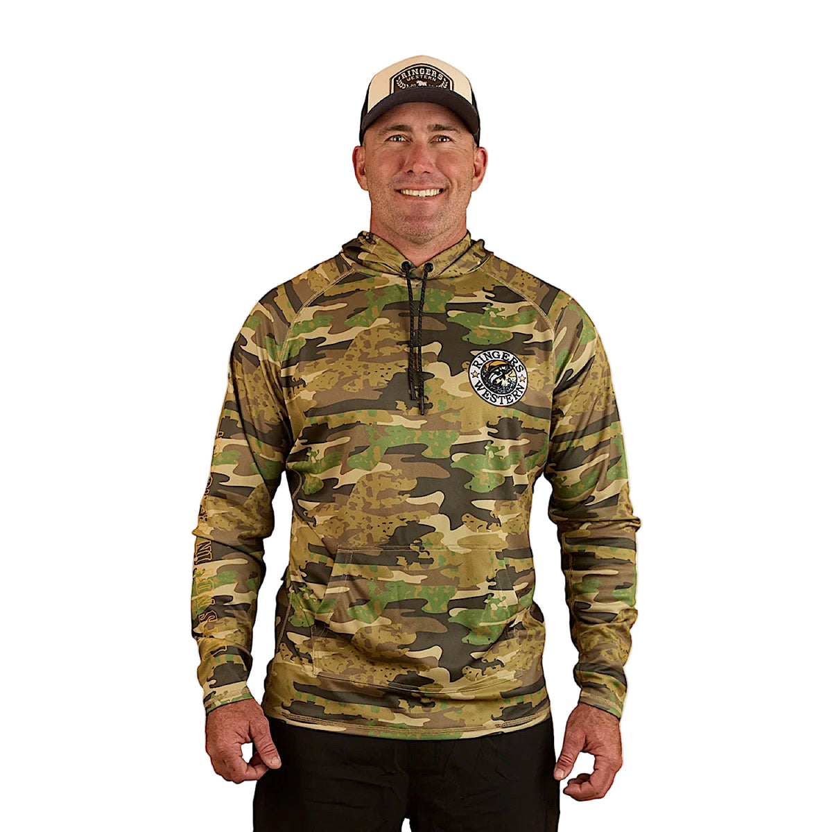 Ringers Western Unisex Big Catch Hooded Fishing Jersey - Camo