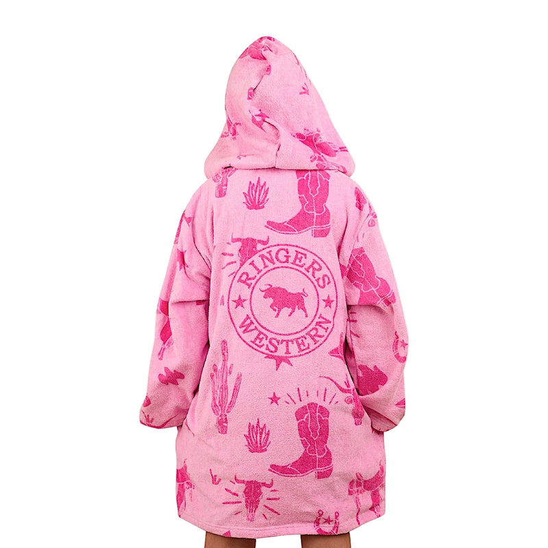 Ringers Western Kids Boot Scootin Zip Through Towel Pastel Pink