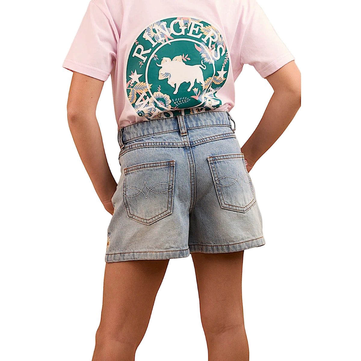 Ringers Western Kid’s Bridie Denim Short - Light Wash Blue