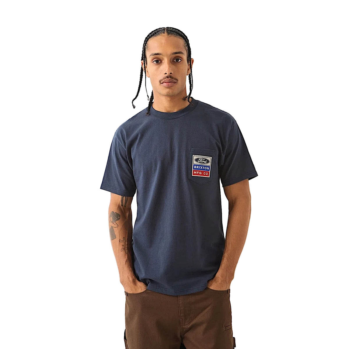 Brixton Men's Ford Service Dept Pocket Tee - American Navy