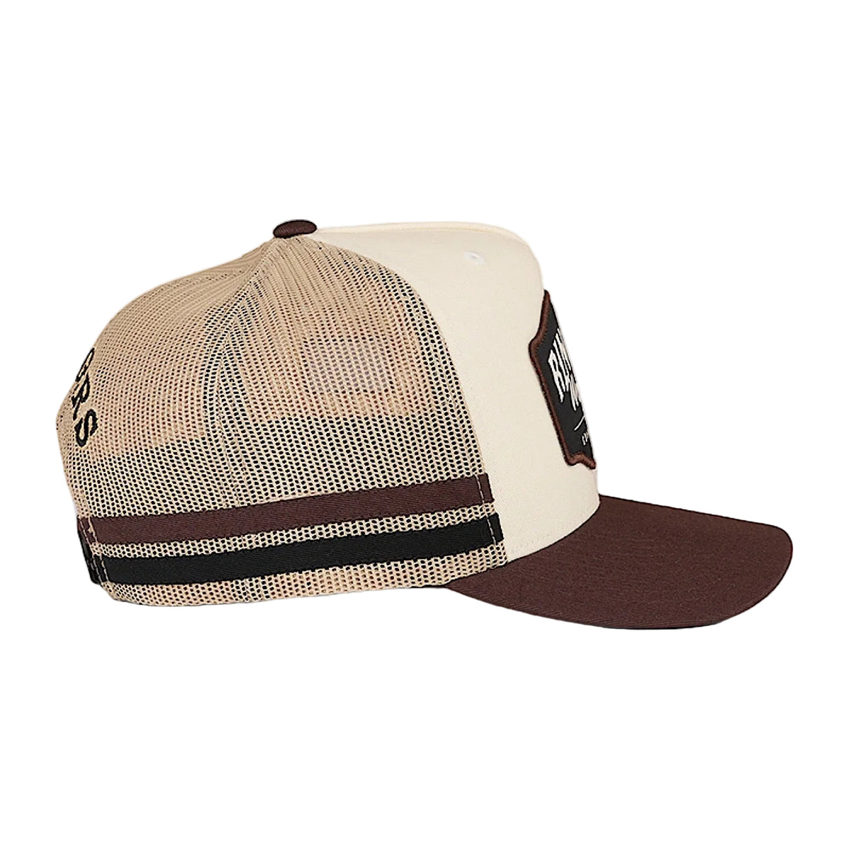 Ringers Western Country Club Deep Fit Trucker Cap - Off White/Chocolate