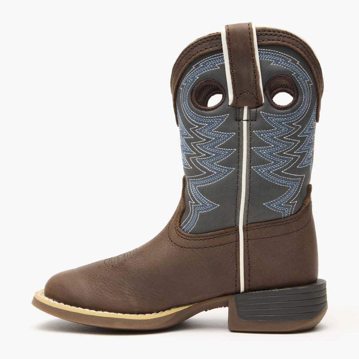 Durango Big Kids Lil Rebel Pro Western Boot - Belgian Brown / Blue Denim