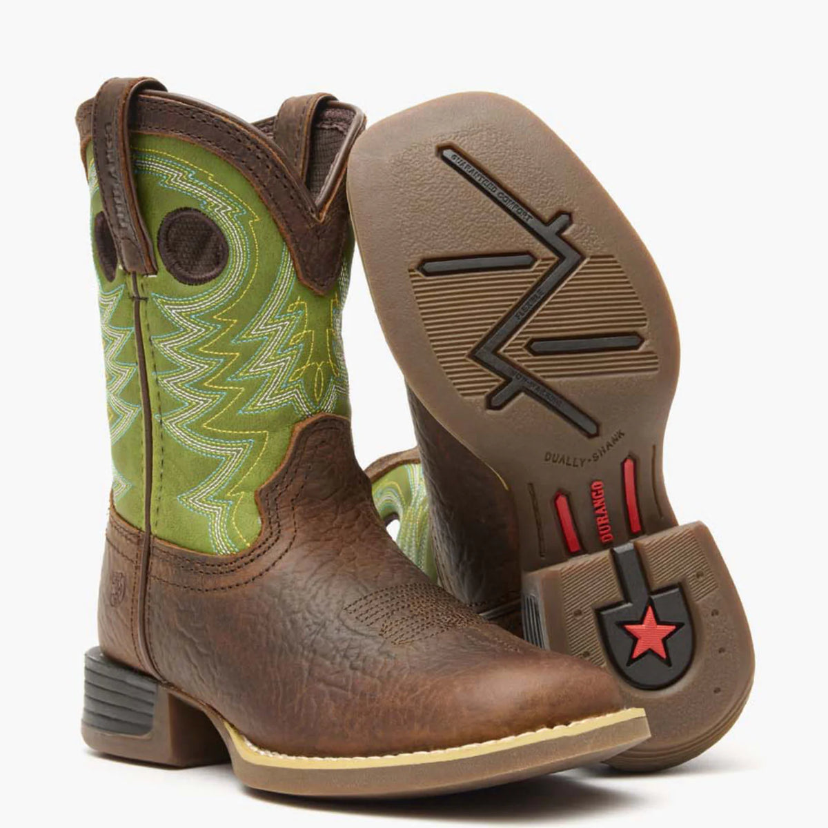 Durango Big Kids Lil Rebel Pro Western Boot - Frontier Brown / Lime