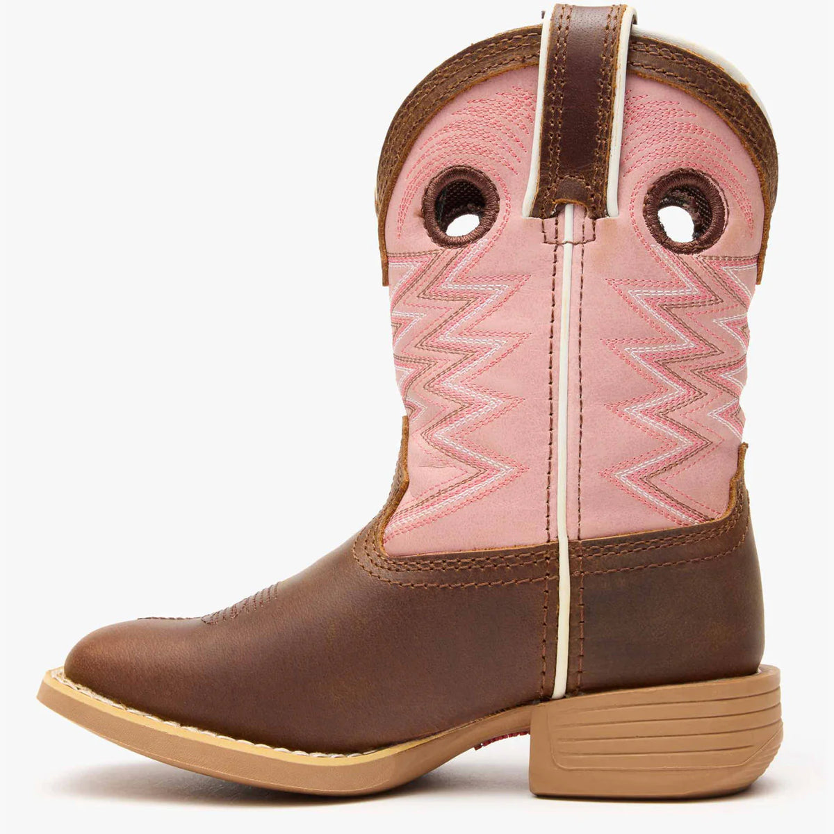 Durango Little Kid's Lil Rebel Pro Western Boot - Dark Chestnut / Bubblegum