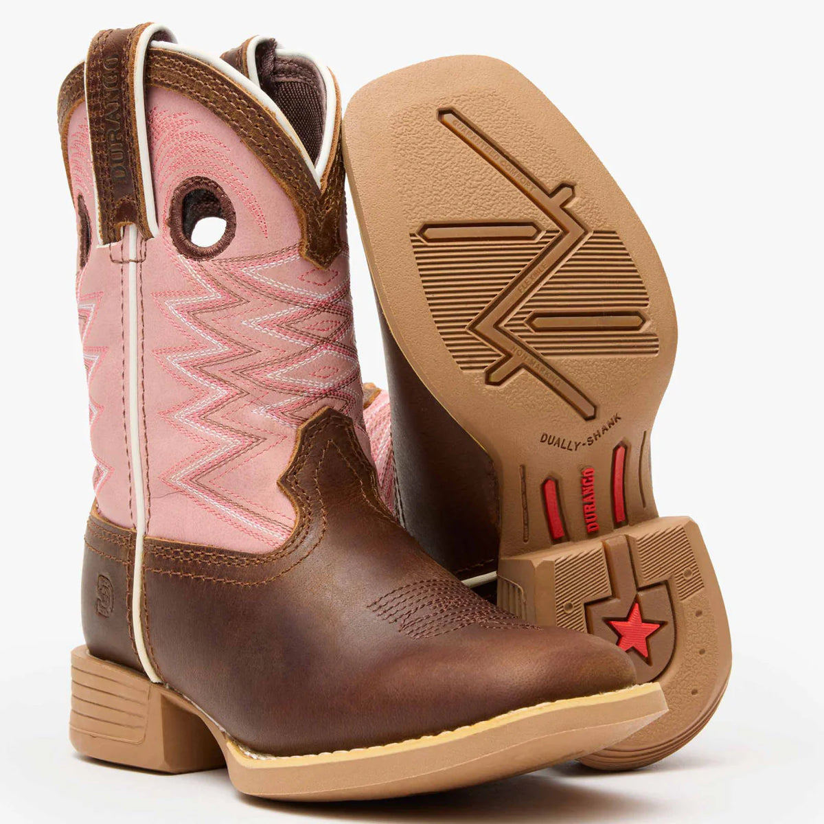 Durango Little Kid's Lil Rebel Pro Western Boot - Dark Chestnut / Bubblegum