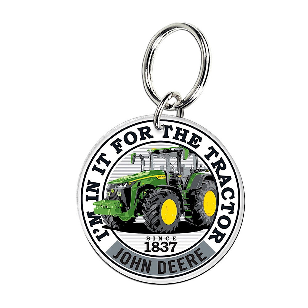 John Deere Round Key Ring - Tractor Graphic