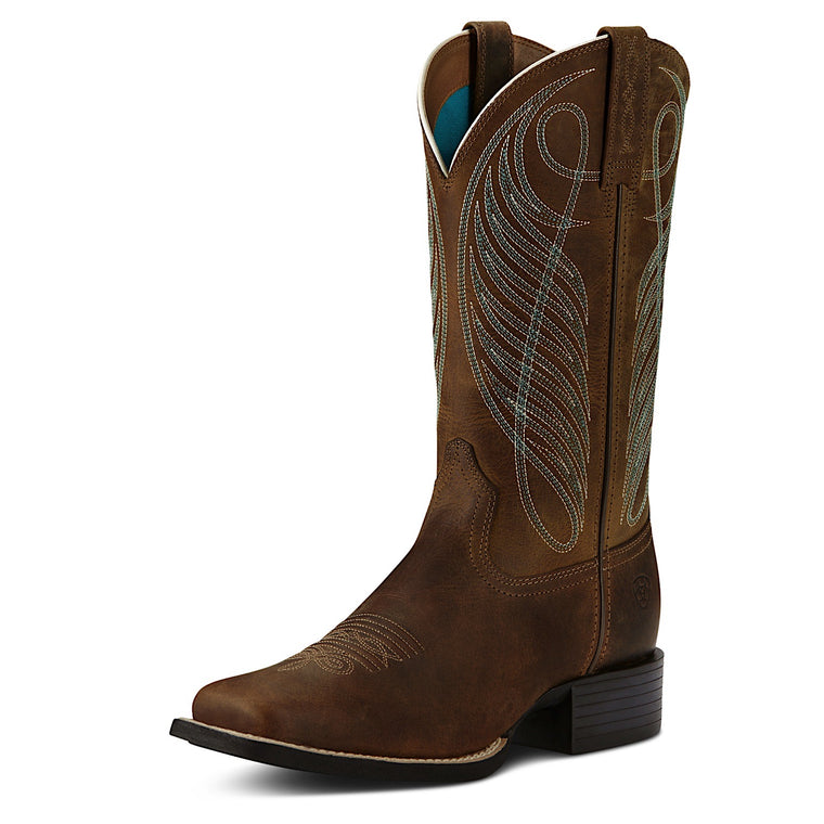 Ariat Womens Round Up Wide Square Toe Powder Brown