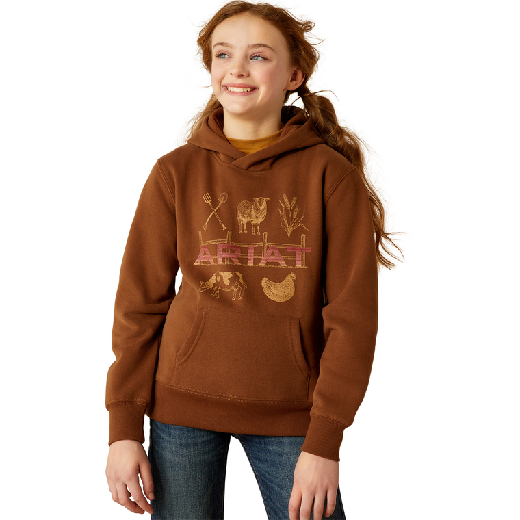 Ariat Girl's Ranch Collections Hoodie - Soft Silt