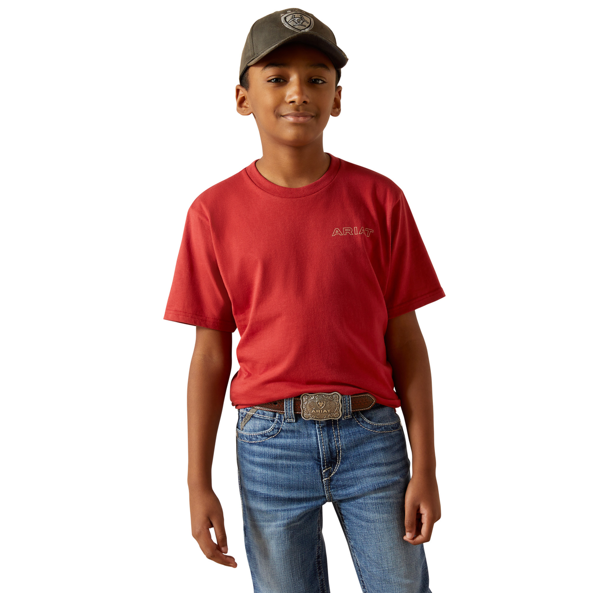 Ariat Boy’s Patriot Buffalo Coin Tee - Brick Red