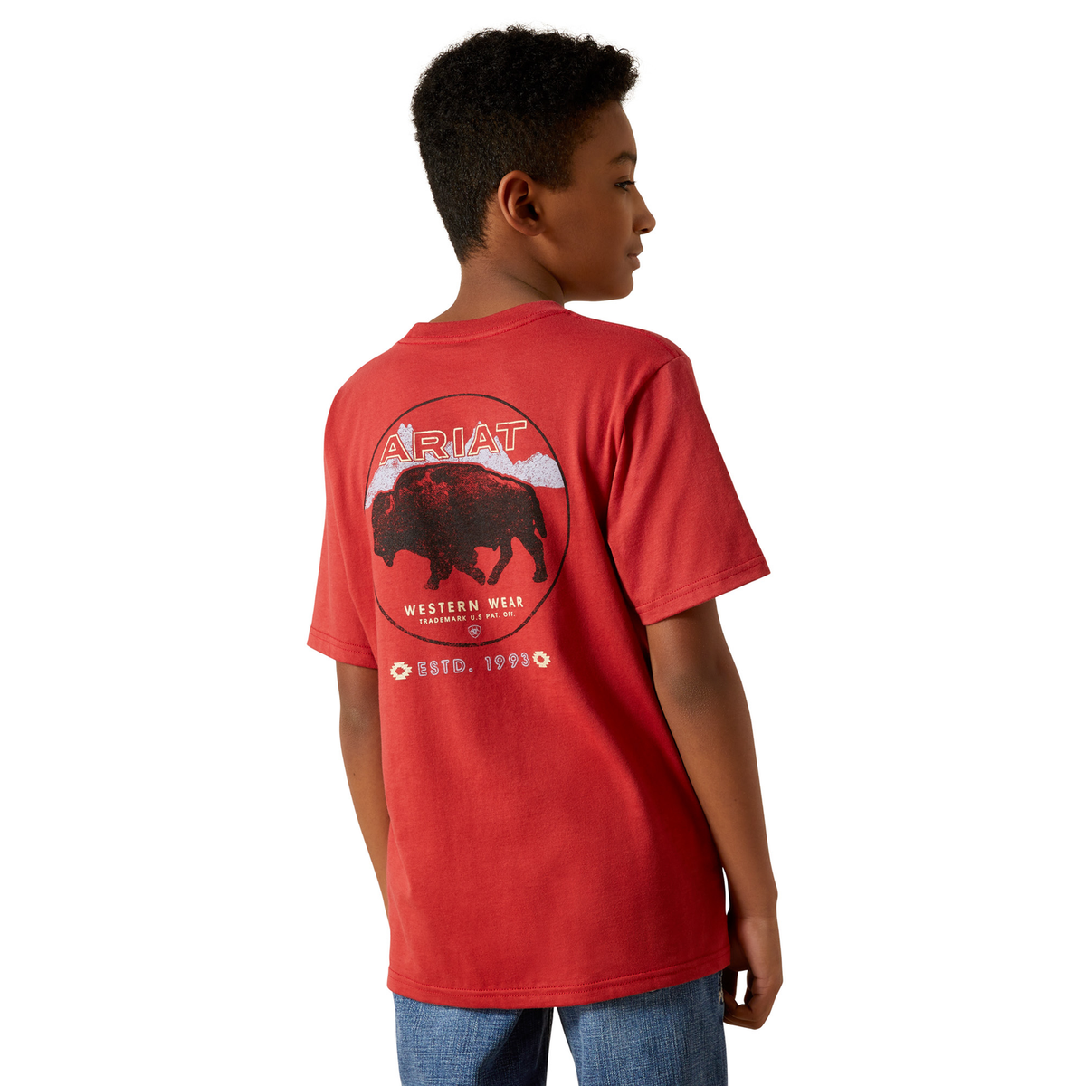 Ariat Boy’s Patriot Buffalo Coin Tee - Brick Red