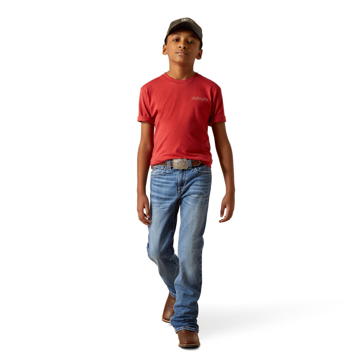 Ariat Boy’s Patriot Buffalo Coin Tee - Brick Red