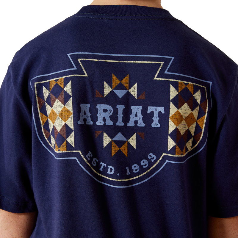 Ariat Boy’s Woven West Tee - Medieval Blue