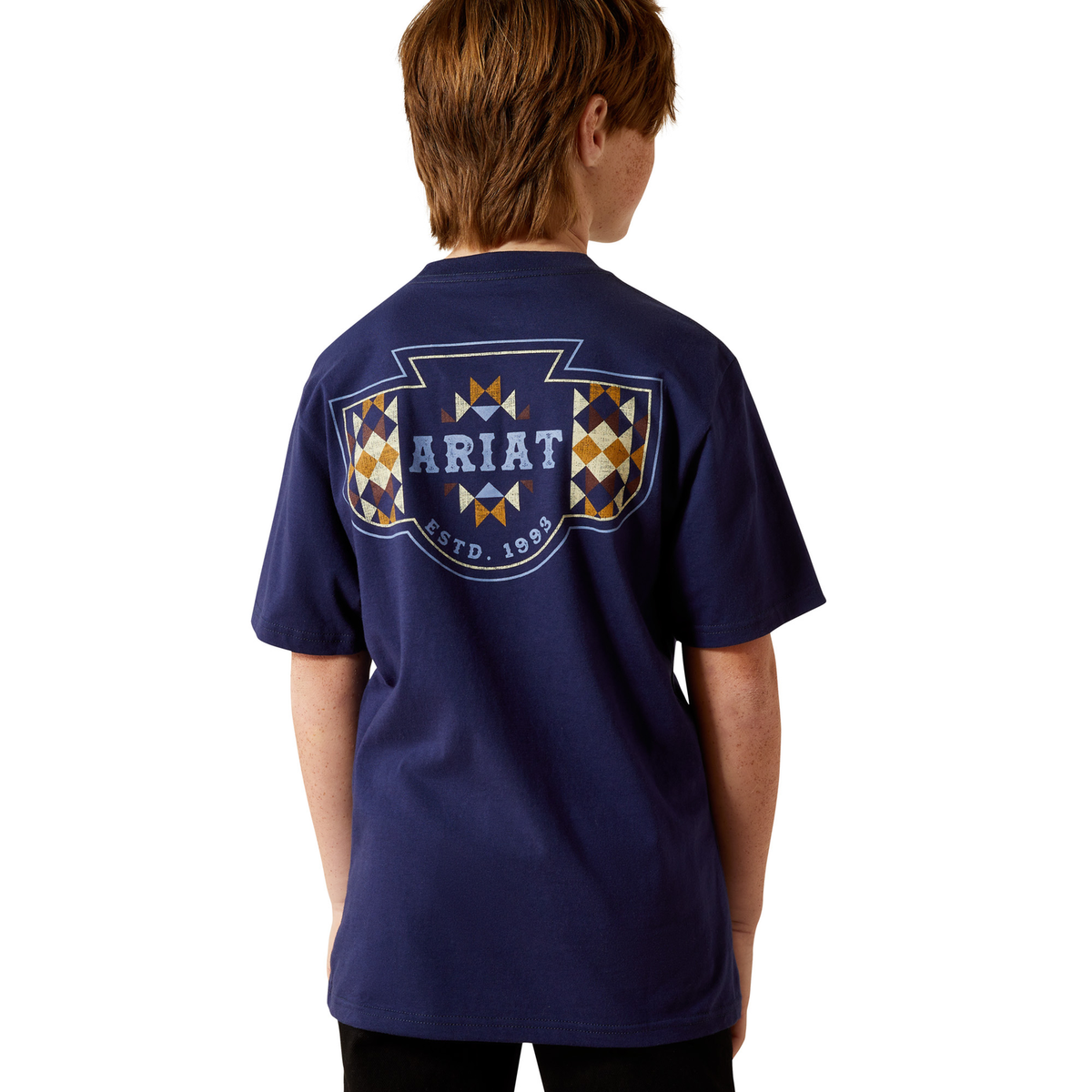 Ariat Boy’s Woven West Tee - Medieval Blue