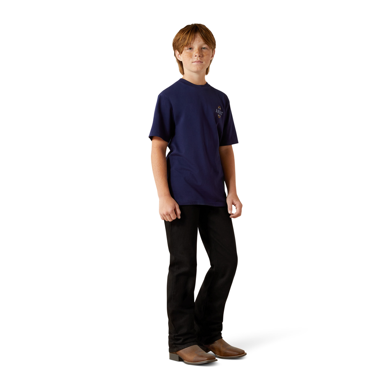 Ariat Boy’s Woven West Tee - Medieval Blue