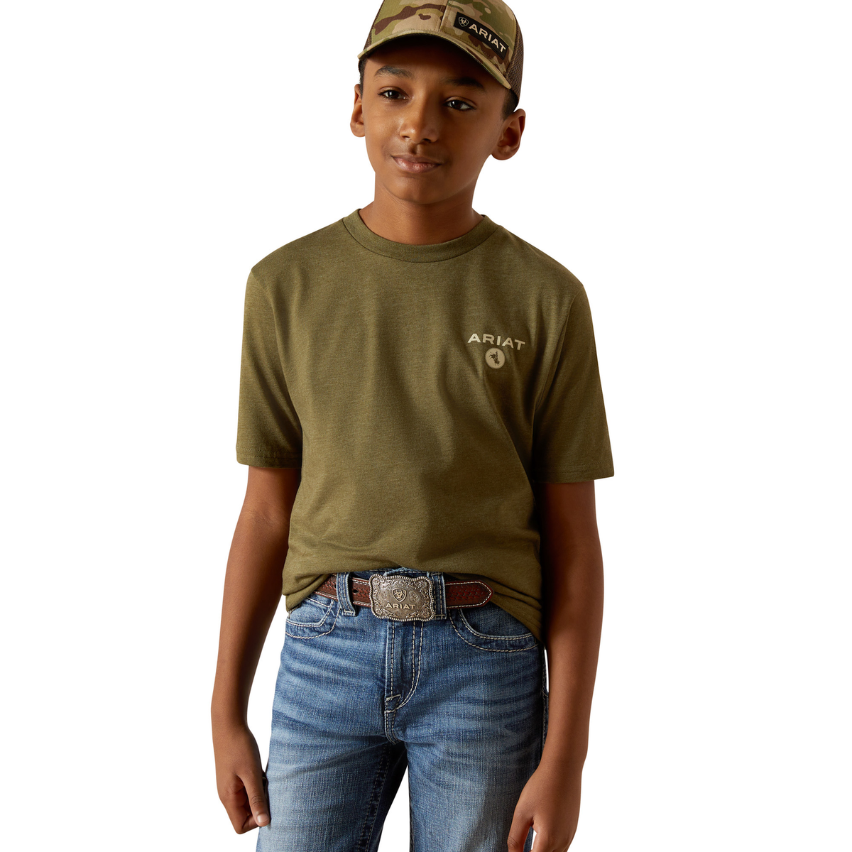Ariat Boy’s Roped Diamond Tee - Military Heather