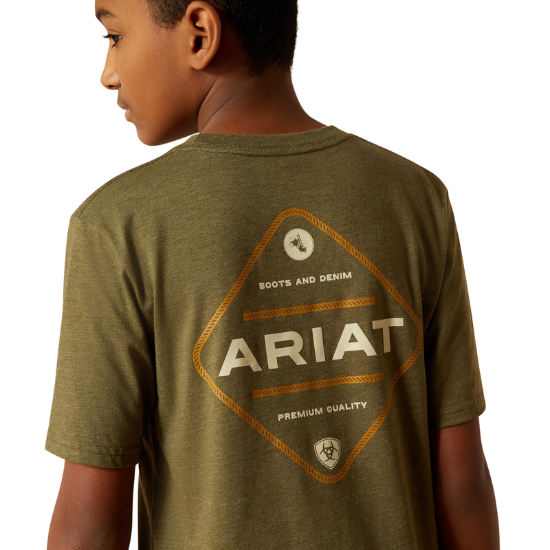 Ariat Boy’s Roped Diamond Tee - Military Heather
