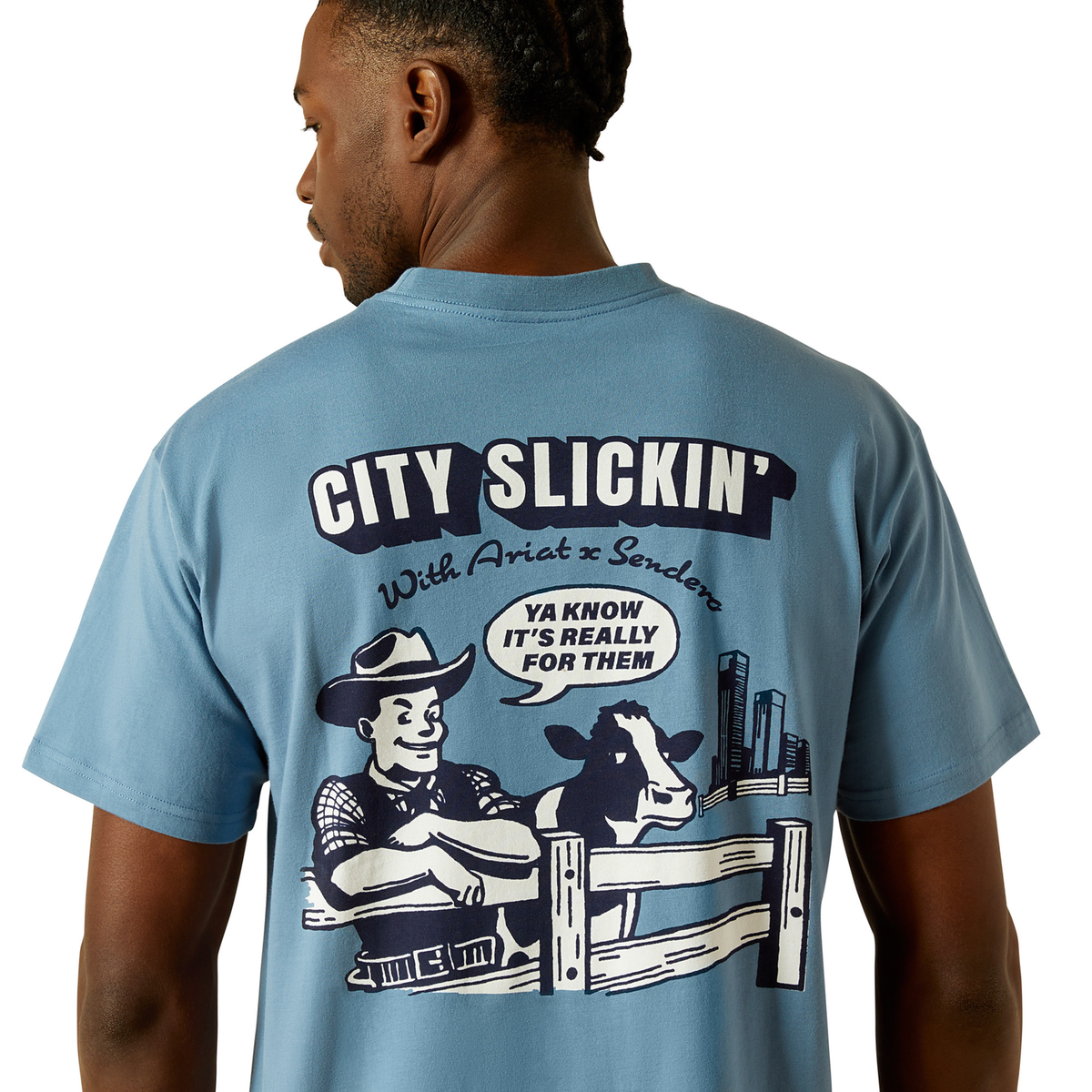 Ariat Men’s Sendero Country Fences Tee - Copen Blue