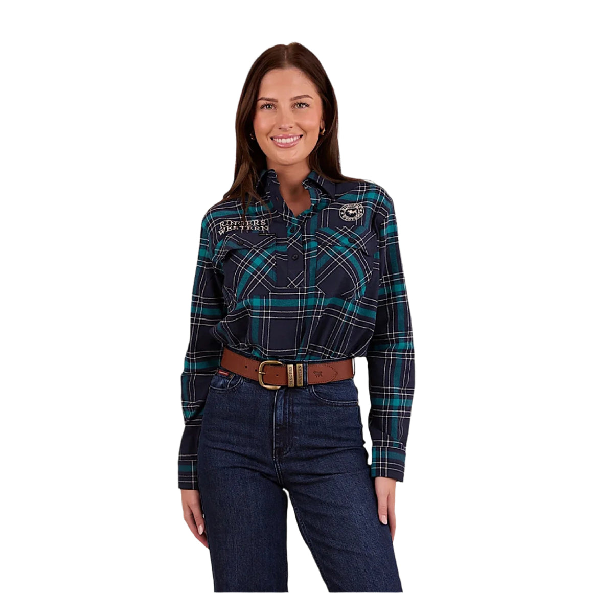 Ringers Western Women's Fingal Half Button Flannel - Navy