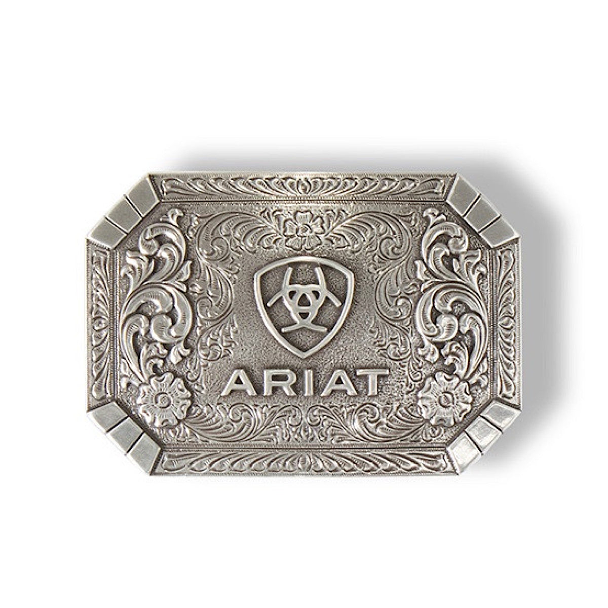 Ariat Rectangle Floral Ariat Symbol Buckle - Antique Silver