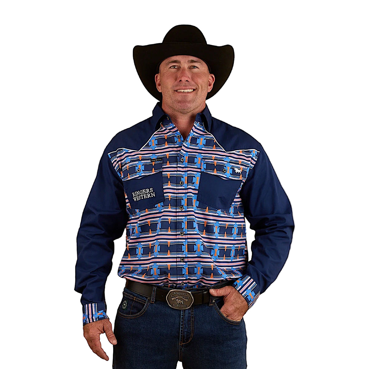 Ringers Western Men's Friday Night Limited Edition Full Button Work Shirt - Navy