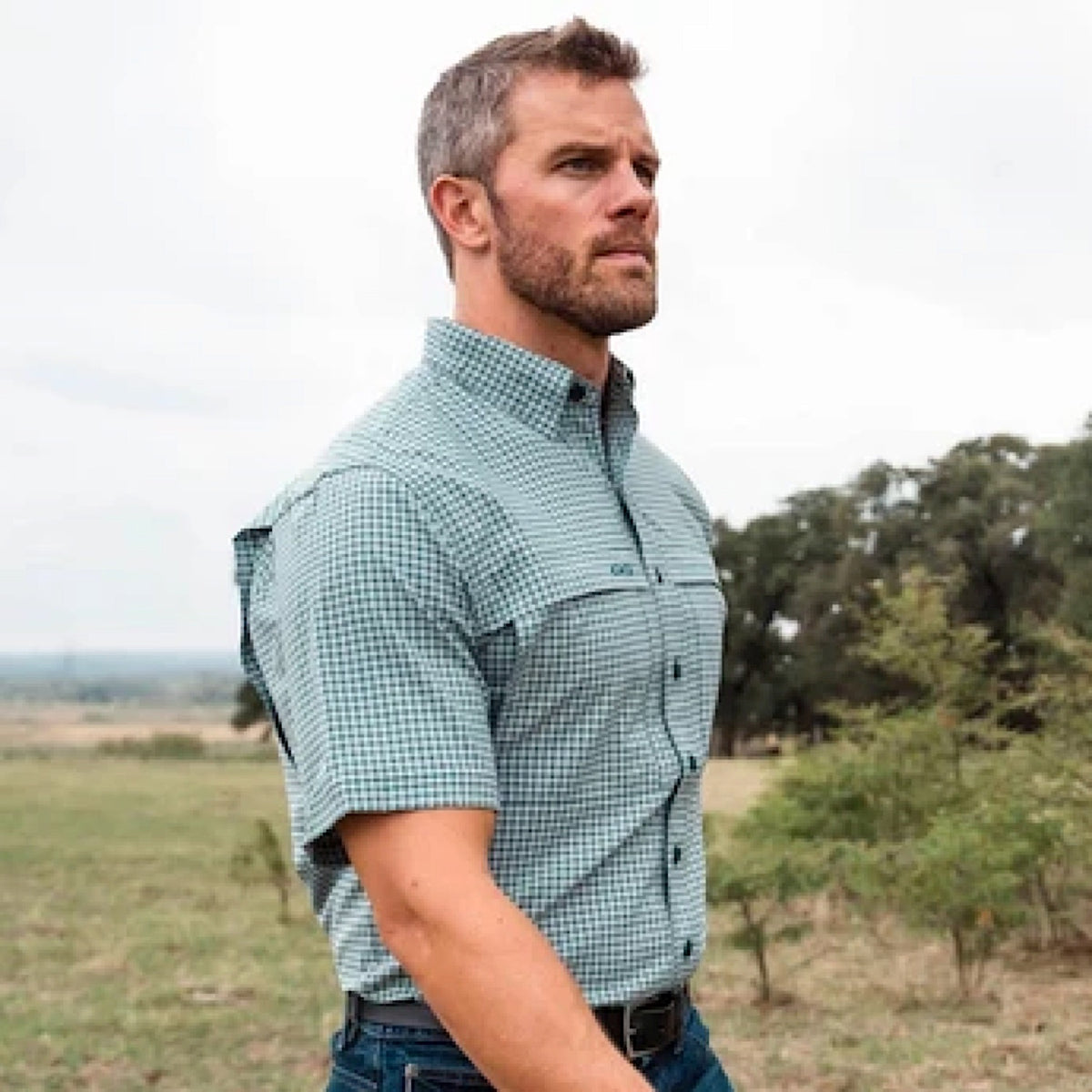 GameGuard Men's Short Sleeve Tek Check Shirt - Mallard