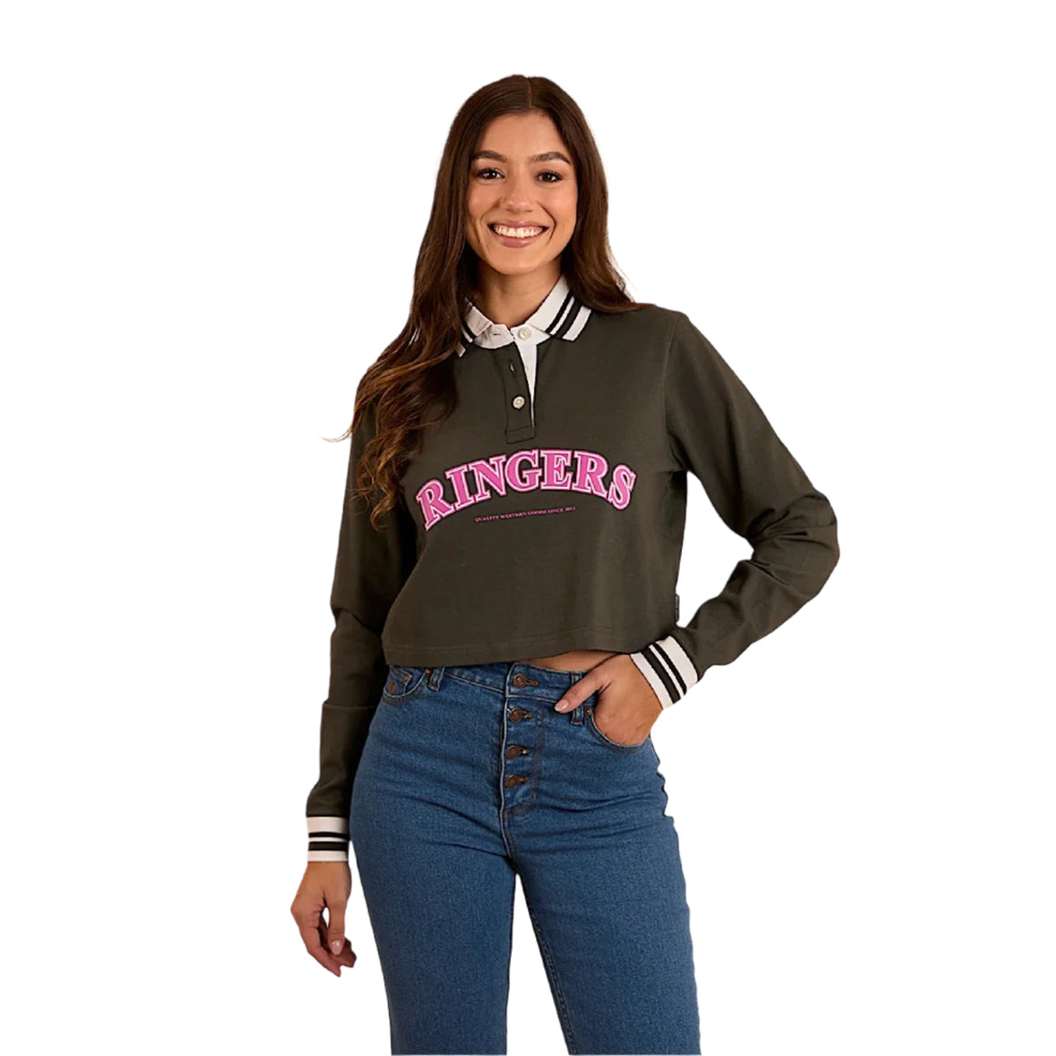 Ringers Western Women's Grace Cropped Rugby Jersey - Charcoal