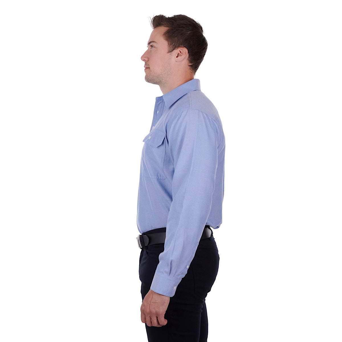 Hard Slog Mens Jackson Half Placket Shirt Blue