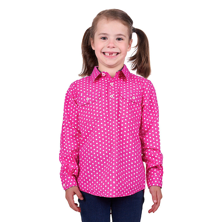 Hard Slog Kid's Kelly Half Placket Shirt Pink