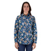 Hard Slog Womens Carla Full Placket LS Shirt - Blue