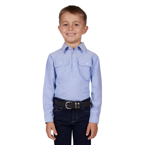 Hard Slog Kids Fred 1/2 Placket Long Sleeve Shirt Navy