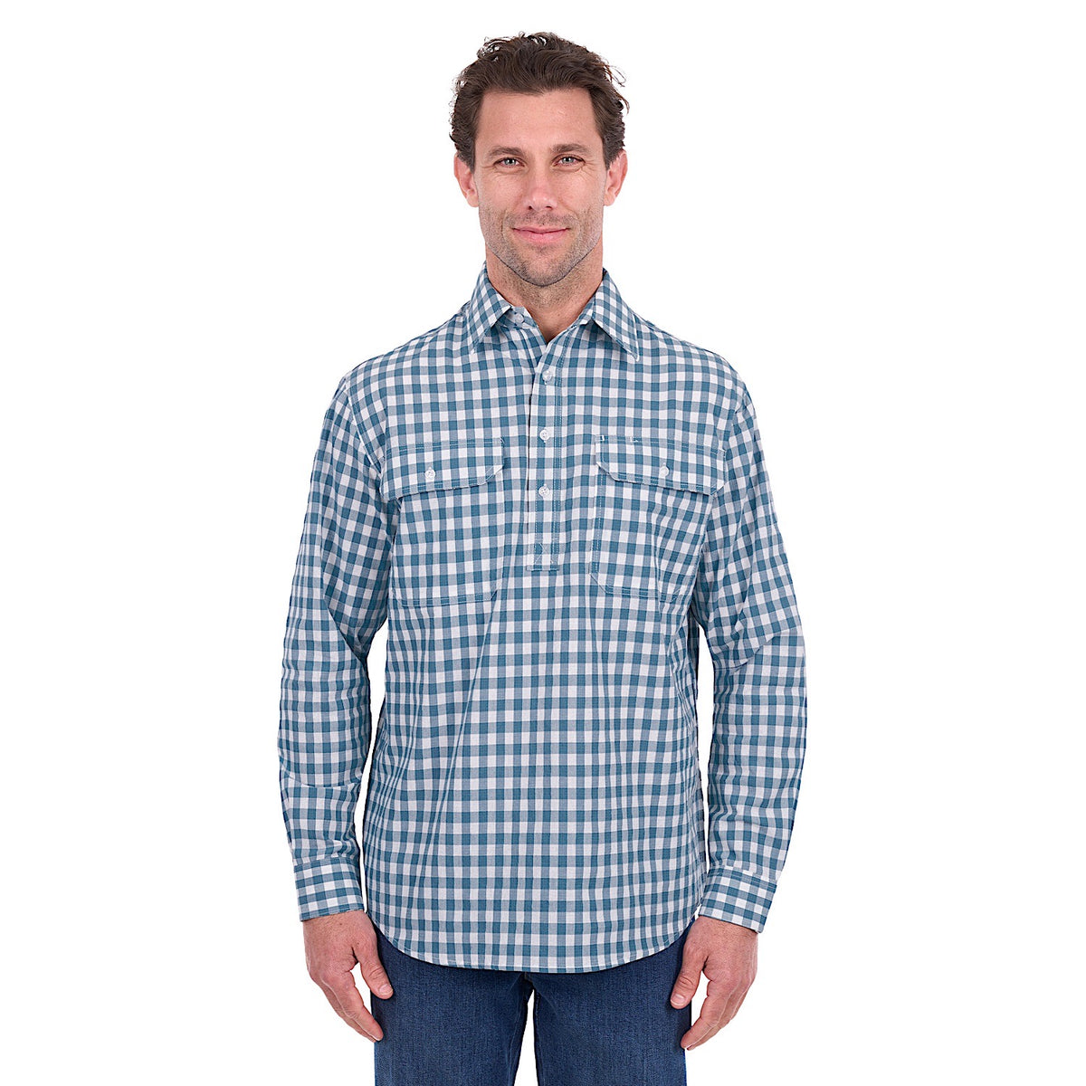 Hard Slog Men's River Half Placket Shirt - Teal