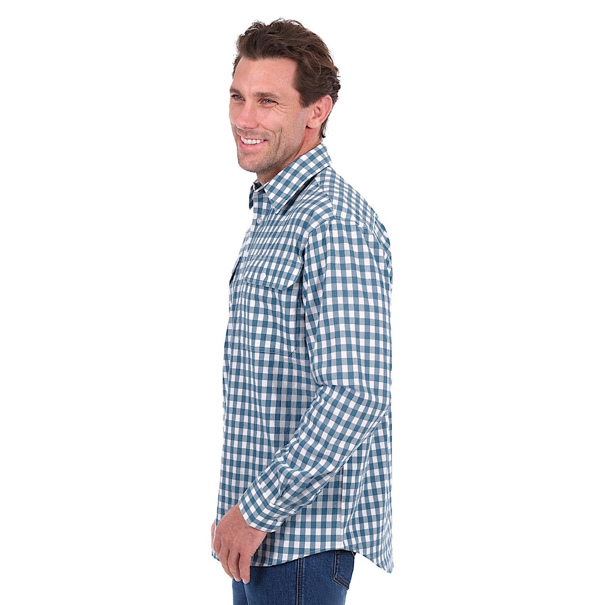 Hard Slog Men's River Half Placket Shirt - Teal