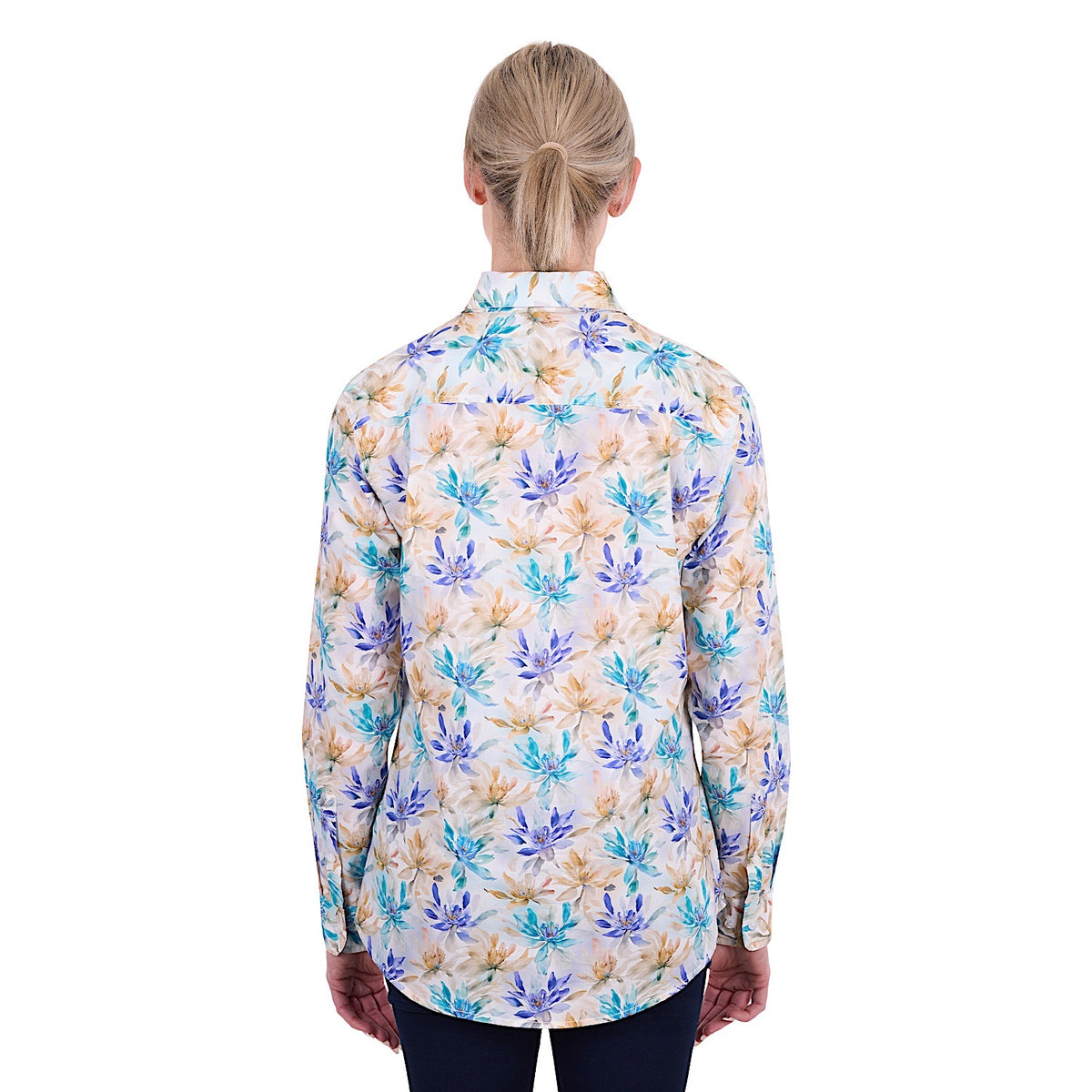 Hard Slog Women's Meadow Half Placket Shirt - Blue Multi