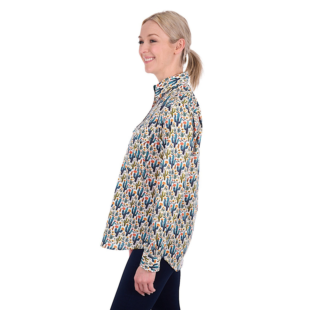 Hard Slog Women's Alba Half Placket Long Sleeve Shirt - Teal/Green