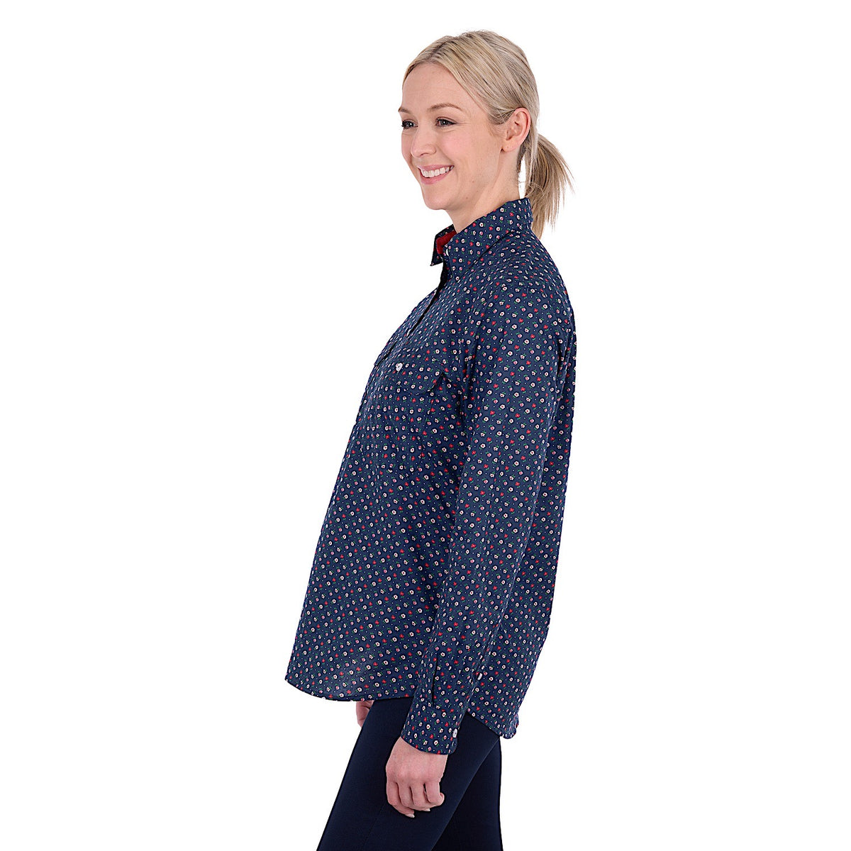 Hard Slog Women's Fiora Half Placket Long Sleeve Shirt - Navy