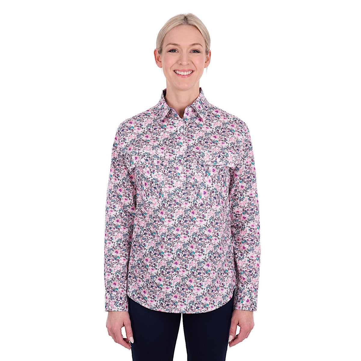 Hard Slog Women's Joyce Half Placket Long Sleeve Shirt - Multi