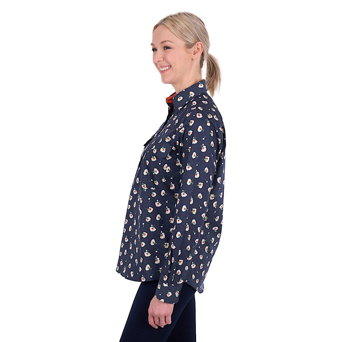 Hard Slog Women's Joanna Half Placket Long Sleeve Shirt - Navy