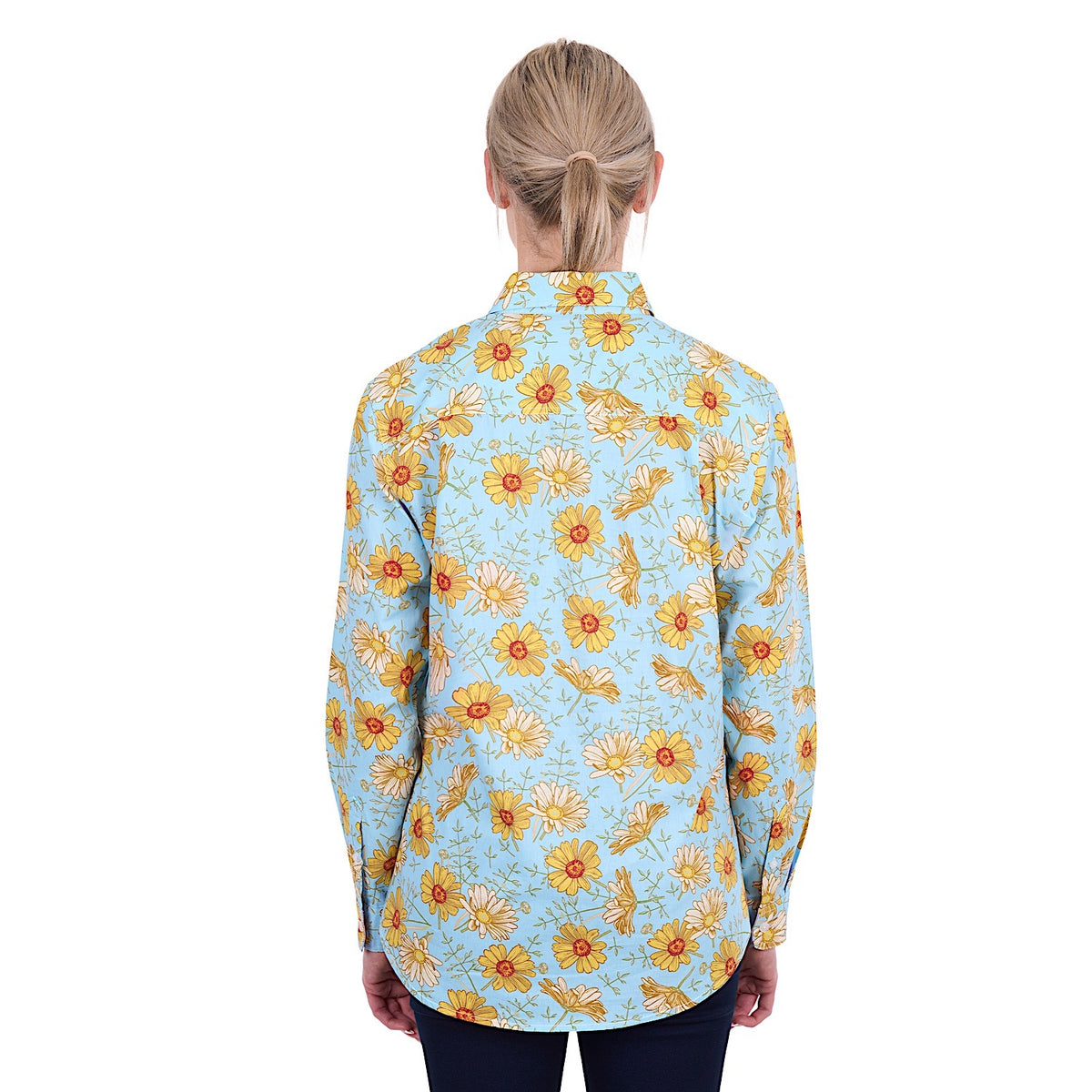 Hard Slog Women's Sunday Half Placket Long Sleeve Shirt - Blue/Yellow