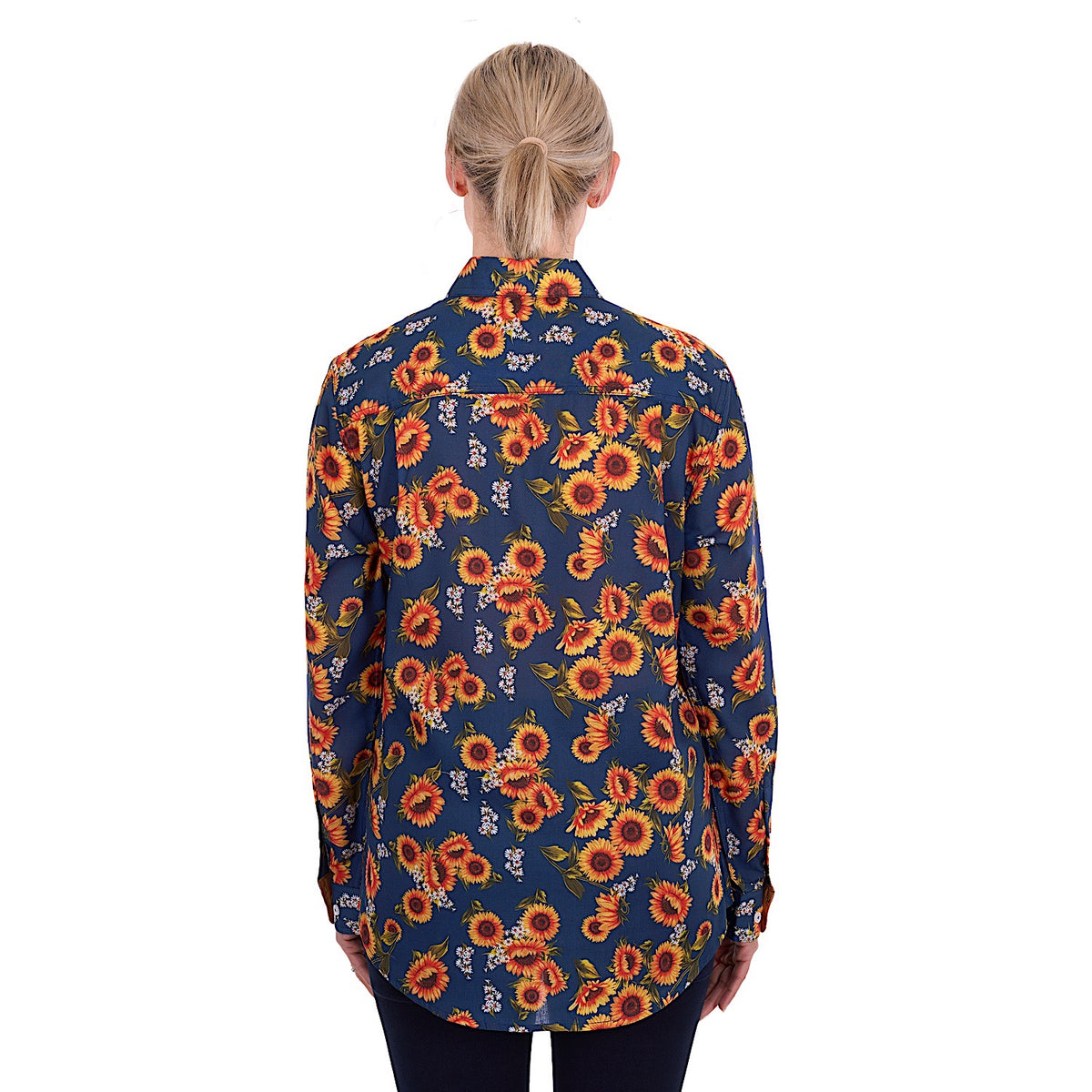 Hard Slog Women's Tabby Full Placket Long Sleeve Shirt - Navy