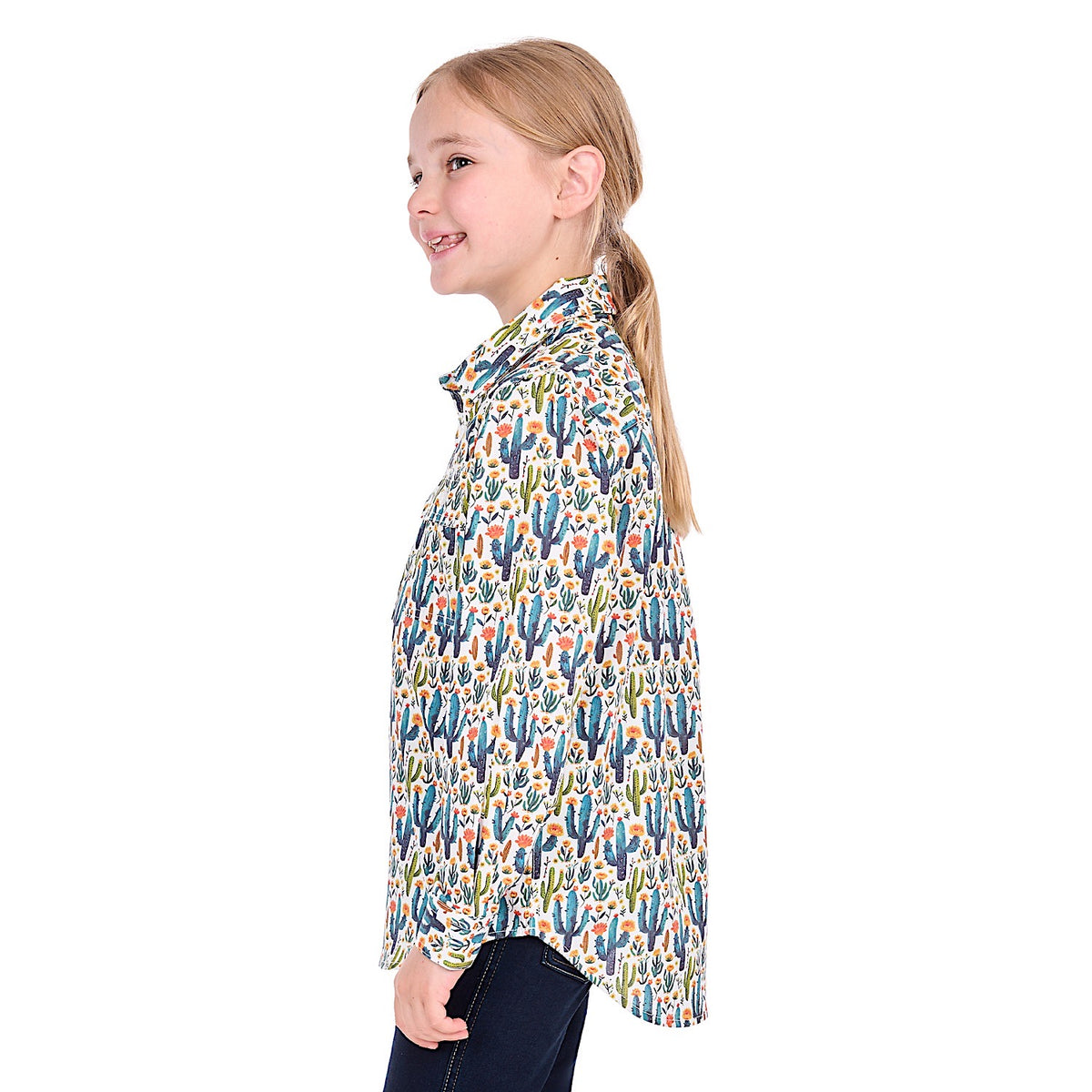 Hard Slog Girl's Alba Half Placket Shirt - Teal/Green