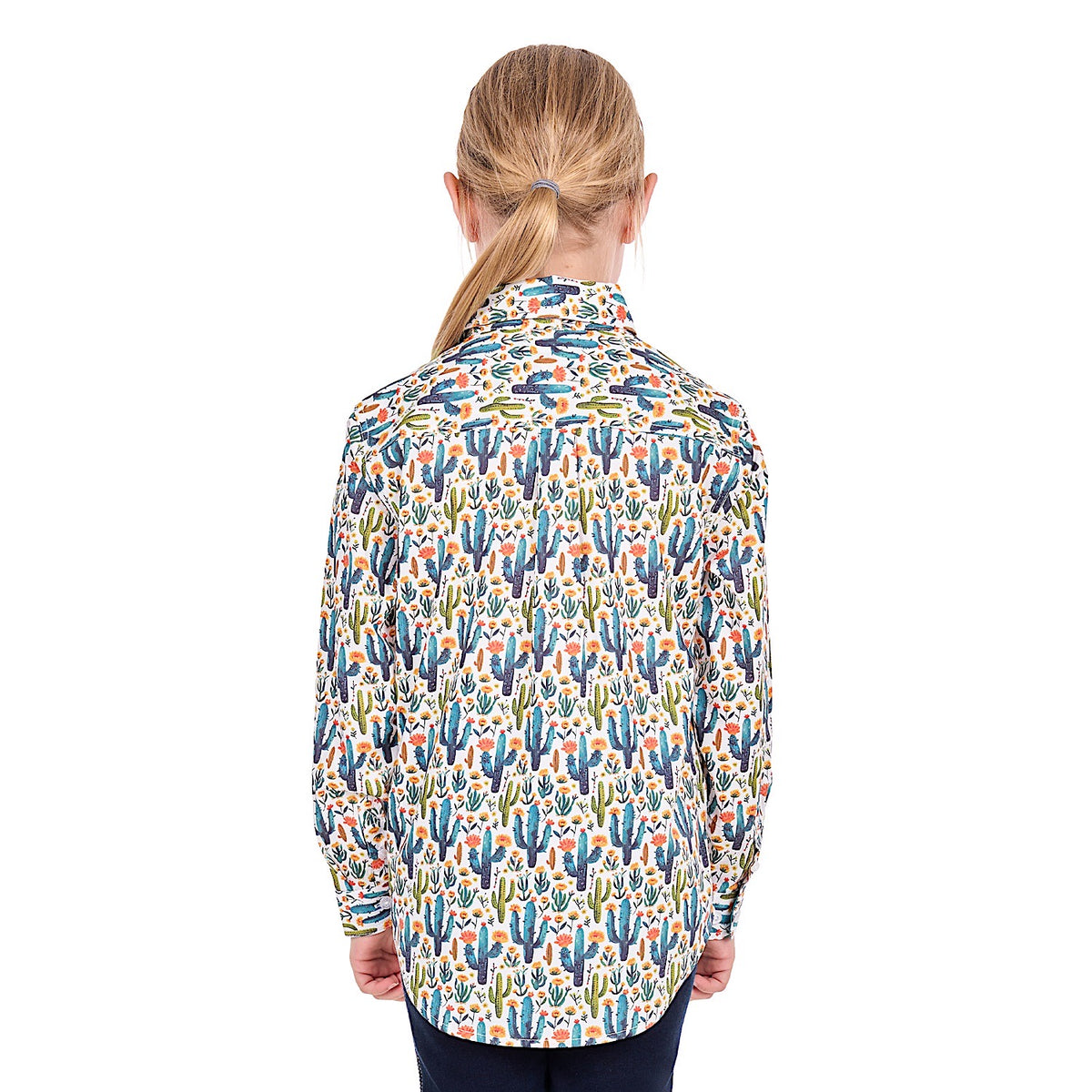 Hard Slog Girl's Alba Half Placket Shirt - Teal/Green