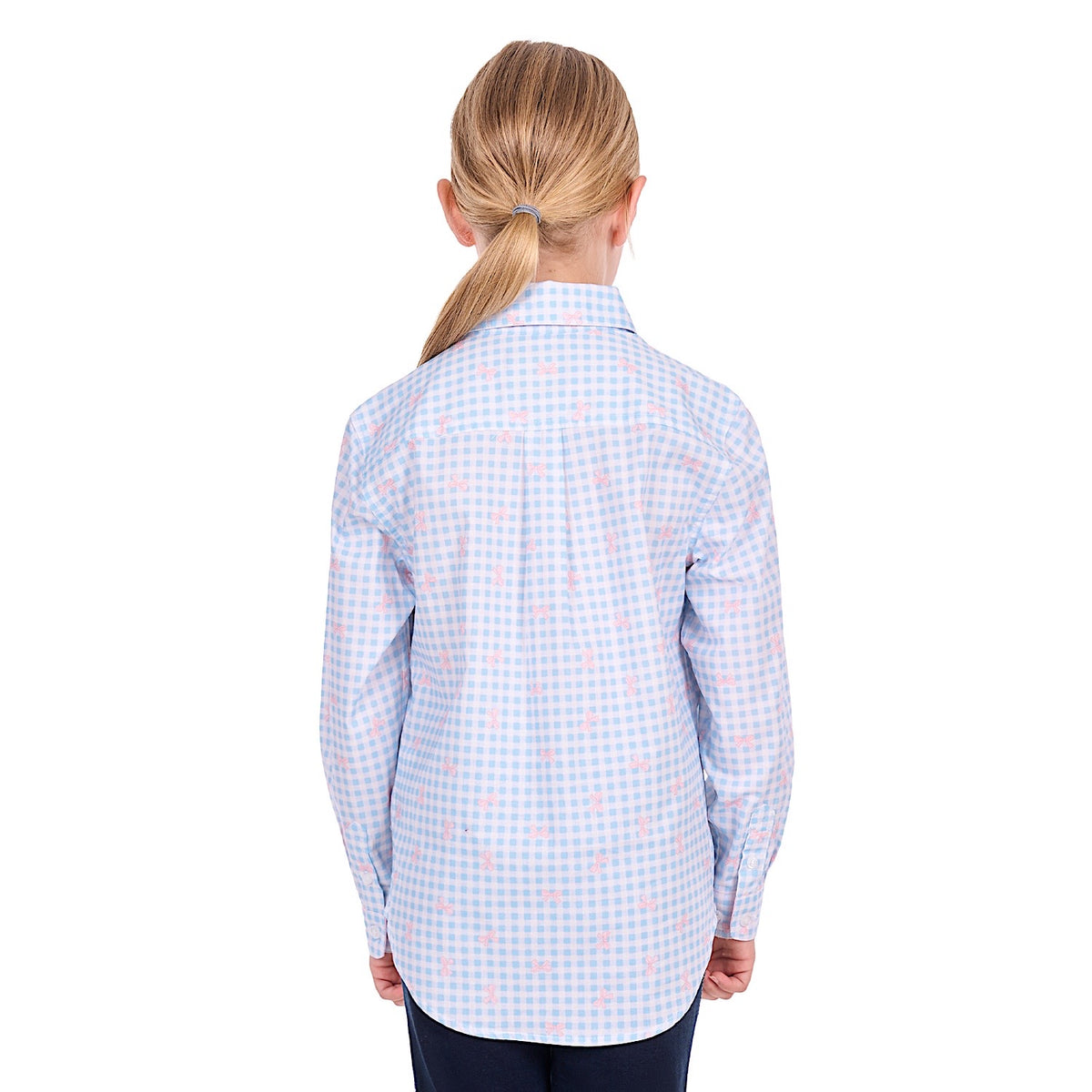 Hard Slog Girl's Lillia Half Placket Long Sleeve Shirt - Pale blue/Pink