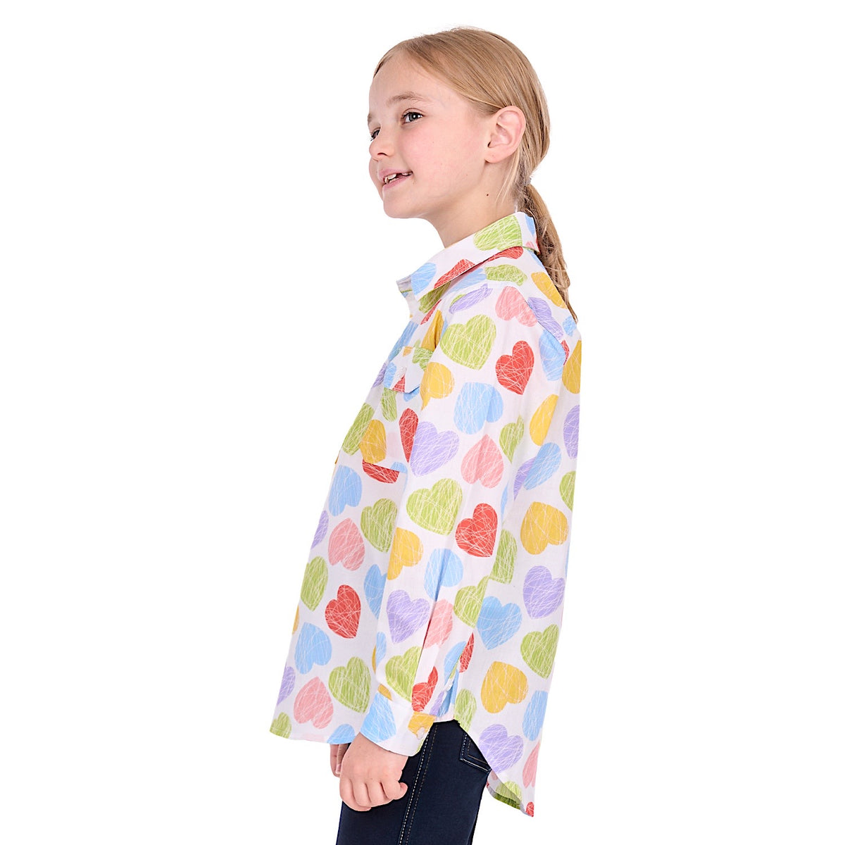 Hard Slog Girl's Polly Half Placket Long Sleeve Shirt - Multi