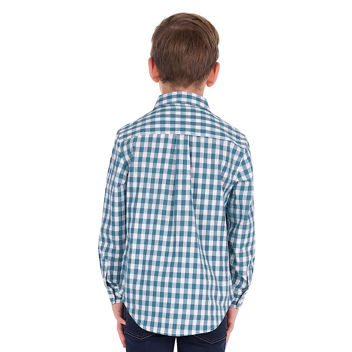 Hard Slog Boy's  River Half Placket Long Sleeve Shirt - Teal