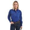 Hard Slog Women's Half Placket Light Cotton Shirt - Royal Blue