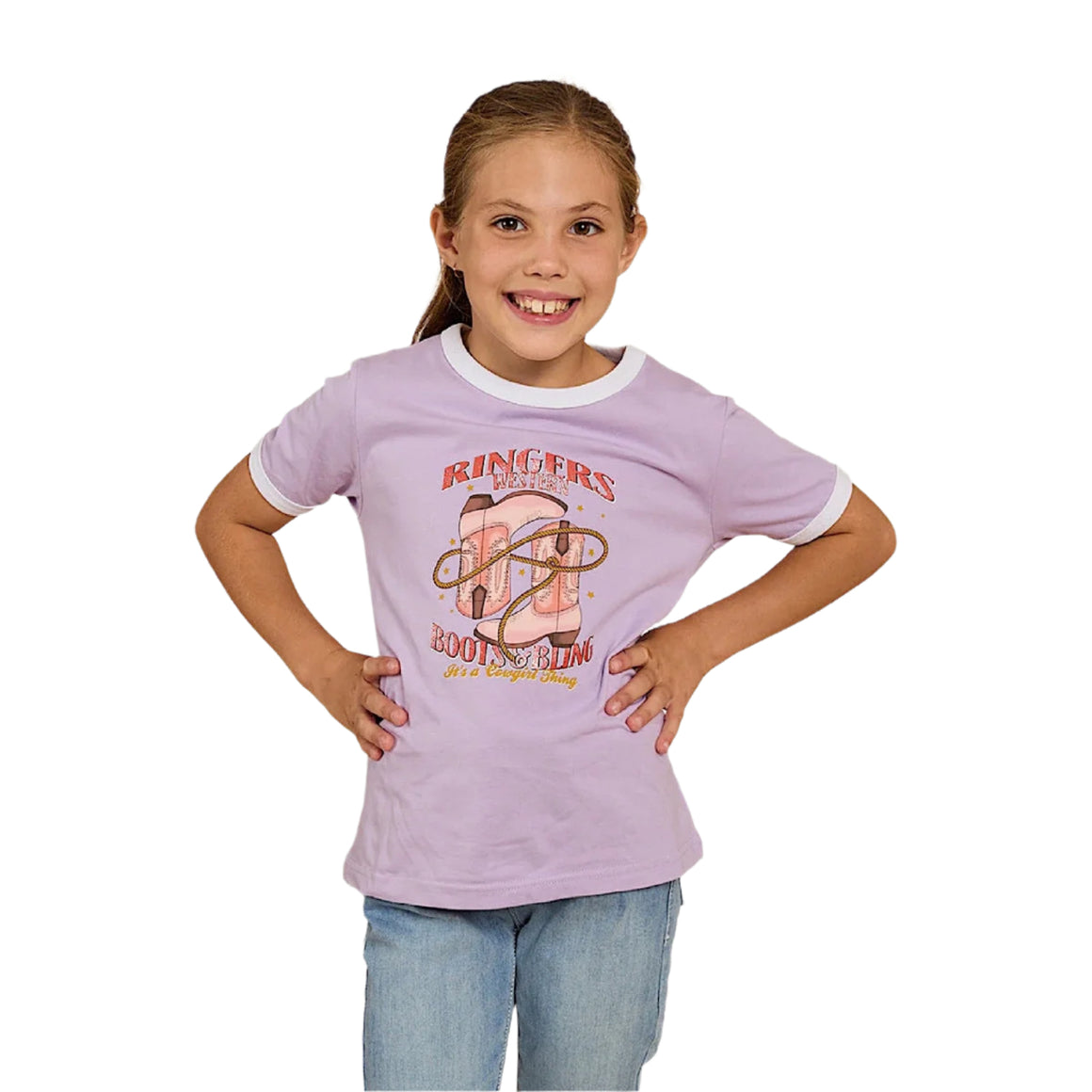 Ringers Western Kid's Boots and Bling T-Shirt - Lavender