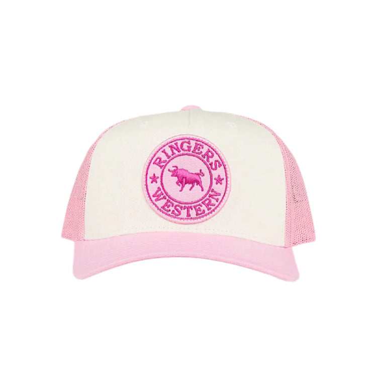 Ringers Western Kid's Signature Bull Trucker Cap - Pastel Pink